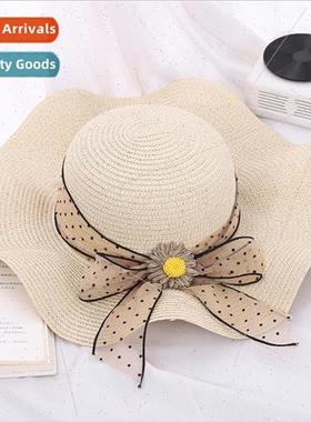 Summer female sun hat beach hat sunscreen hat fluttering bow