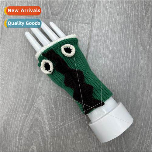 Autumn and winter half finger warm woolen gloves dinosaur op