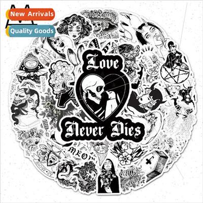50 black and white gothic ins  graffiti stickers laptop lugg