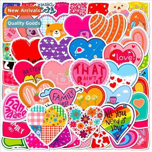 50 pcs of shiny cute heart stickers romantic love heart vale
