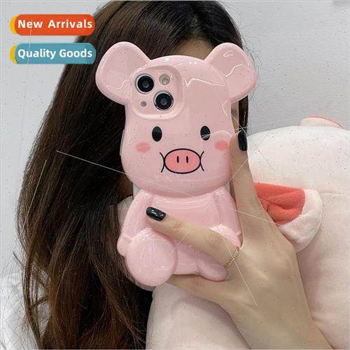 适用 iPhone13promax three-dimensional cute pink piggy apple