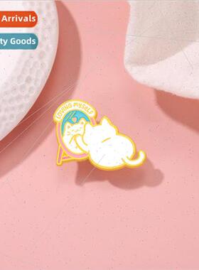 Small fresh cartoon cute mirror cat alloy brooch creative Ja