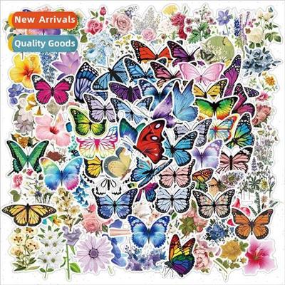 100 -repeating butterfly flowers cartoon doodle stickers iPa