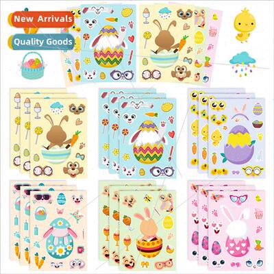 6/pack rabbit egg puzzle stickers cartoon cute wind children