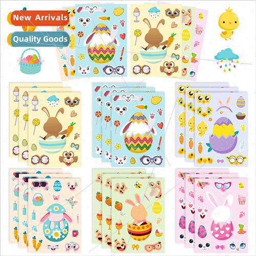 6/pack rabbit egg puzzle stickers cartoon cute wind children