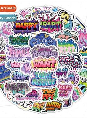 60 cartoon alphabet graffiti stickers luggage removable wate