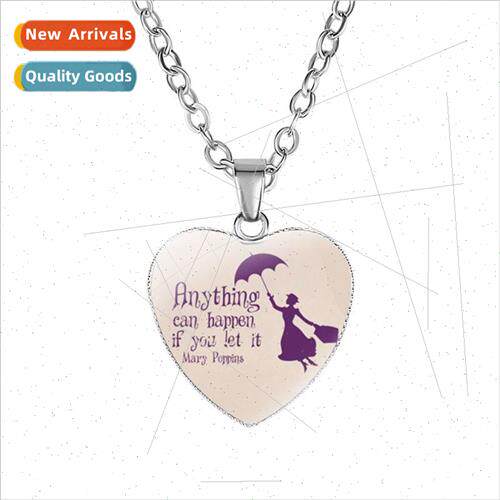 Joy to the world mary poppins womens love heart pendant time