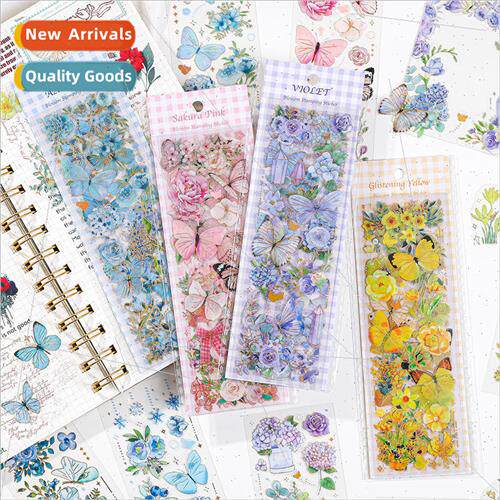 PET stickers flowers fresh flowers hot stamping waterproof G