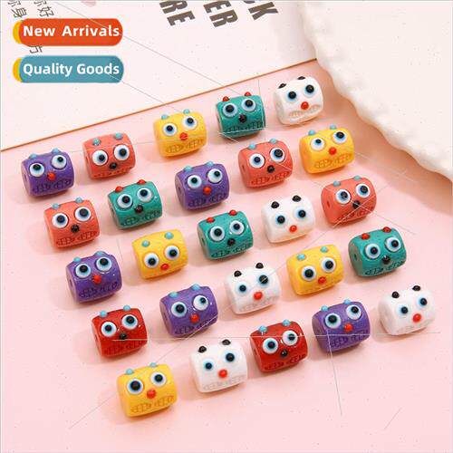 Fun cute resin solid color small monster barrel beads loose
