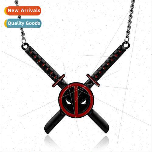 Deadpool double knife shape necklace Deadpool creative carto