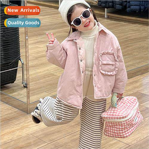 2023 winter new Korean  of the girls pink cotton jacket shir