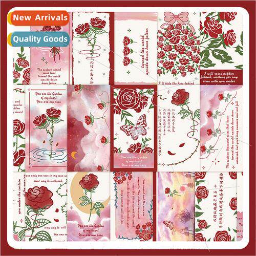 60 pink rose bookmark stickers romantic retro high value per