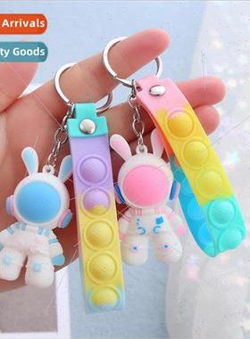 Cartoon space rabbit car keychain cute creative backpack pen