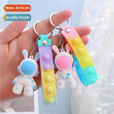 Cartoon space rabbit car keychain cute creative backpack pen