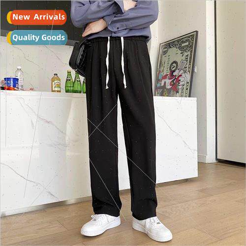 Spring and Autumn black straight pants mens suit pants drapi