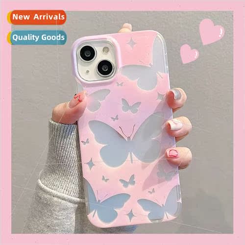 Full Screen Pink Butterfly IPhone14ProMax Double Sided Laser