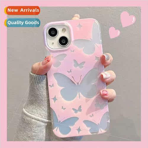 Full Screen Pink Butterfly IPhone14ProMax Double Sided Laser