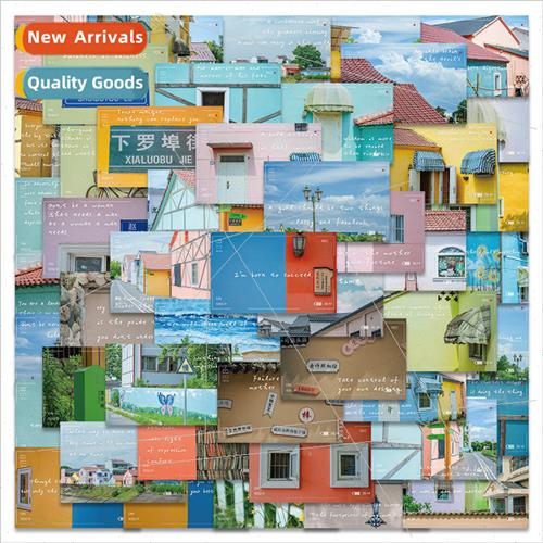 48 pcs rainbow town beautiful scenery stickers luggage guita