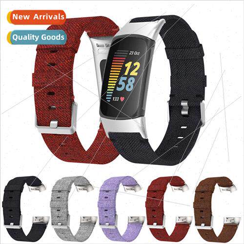 适用 Fitbit charge5 nylon strap c5 canvas strap Charge 5 den