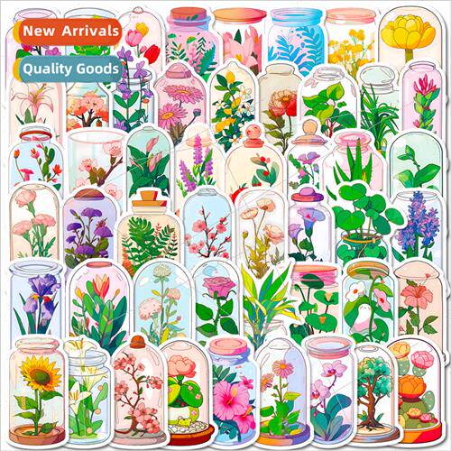 50 glass flower stickers new bottle small world flowers hand