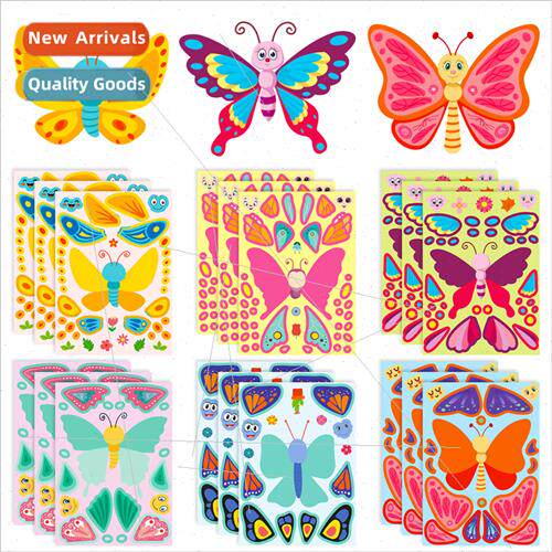 6pcs/pack decorative butterfly face change stickers new kids