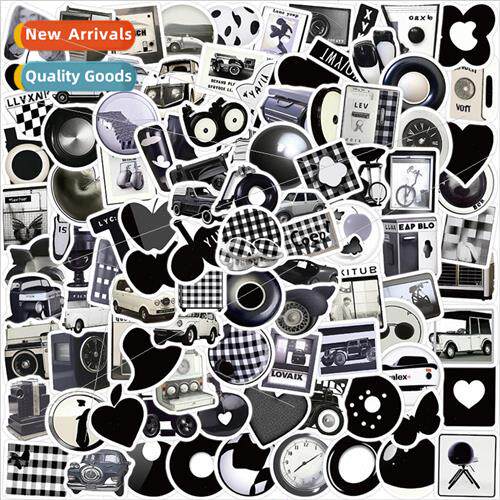100 Ins simple black and white wind graffiti stickers decora