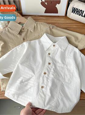 2024 spring childrens clothing boys and girls cotton white l
