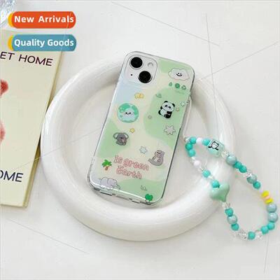 Niche ins green background cute little animal 适用 Apple 14P