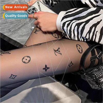 Large L letter print stockings anti-hooker sexy 15D pantyhos