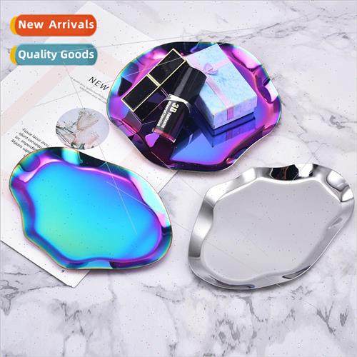 Ins wind stainless steel metal tray girls cosmetics jewelry