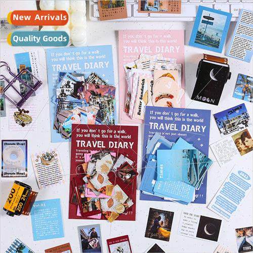Travel diary handbook sticker pack retro English ins  handbo