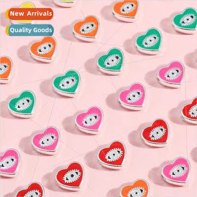 Devils eye colorful alloy oil drop heart beads spacer beads