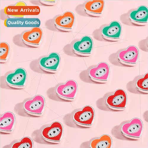 Devils eye colorful alloy oil drop heart beads spacer beads