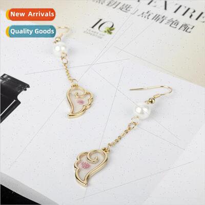 Japanese personalized transparent gemstone wing earrings ear