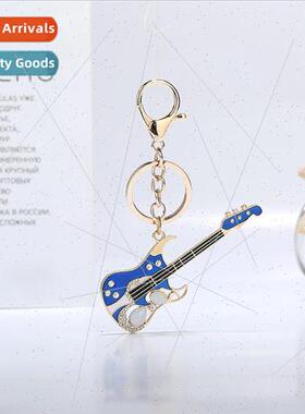 Creative diamond-set Korean couple guitar car keychain bag b