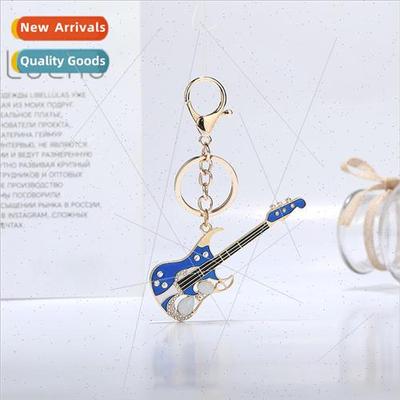 Creative diamond-set Korean couple guitar car keychain bag b