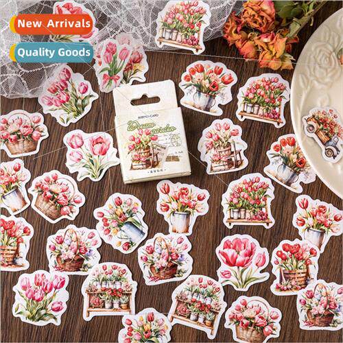 Dream garden boxed stickers retro bouquet potted plants diy