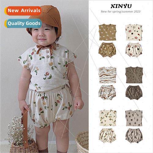 Middle and small children in summer knitted bamboo cotton un