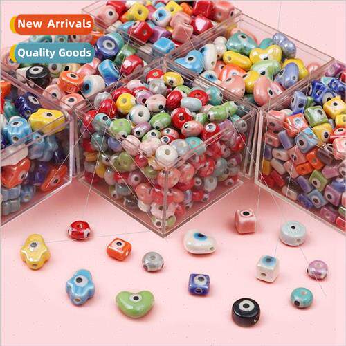 Japanese fun ceramic double-sided printing eye beads loose b