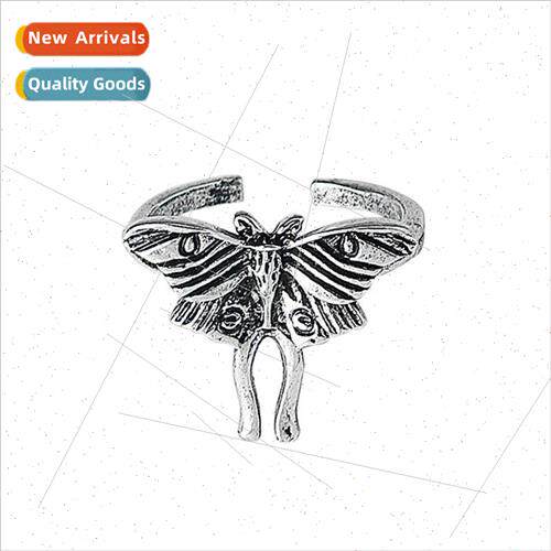 New retro old punk large butterfly ring creative alloy open-