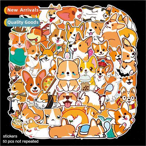 50 cute soft cute corgi puppy stickers cabinet desk bike hel