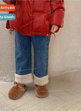 Childrens pants 2023 winter  girls Korean  of the wool splic