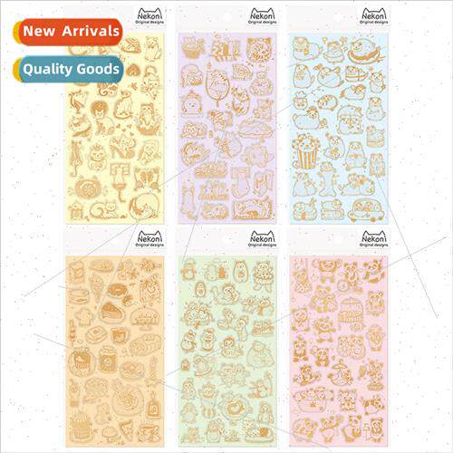 Japanese cartoon flat stickers cute animal hot stamping stic