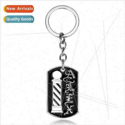 Barber  logo turn light oil dripping alloy keychain barber k