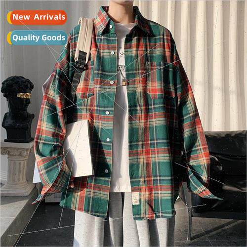Plaid Shirt Men Hong Kong Style Japanese Salt Shirt Jacket C