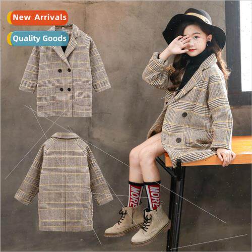 Girls tweed jacket 2023 fall and winter new childrens medium