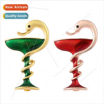 Fashion creative spirit snake wine glass metal drip oil broo