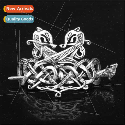 Scandinavian Viking Celtic knot double-dragon head plate hai