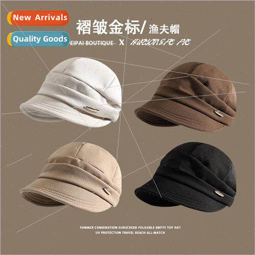 2023 Womens pleated fishermans cap senior sense show face sm