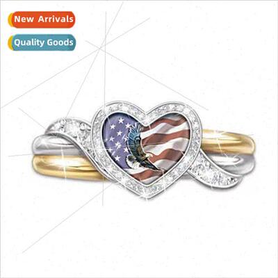 Love heart two-color anniversary gift ring fashion couple ex